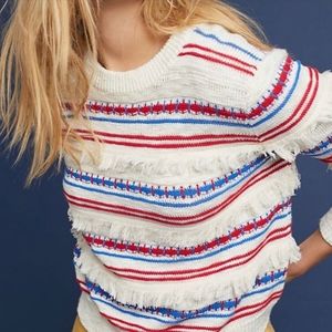 Anthropologie Moth Fringed Stripe Pullover - S